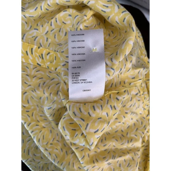 Maeve Anthropologie Size 0 Blithe Yellow Printed Button Down Blouse Top - Picture 9 of 11